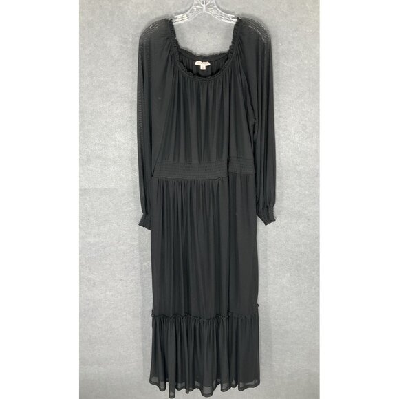 Knox Rose Dress Women 2XL Black Mesh Smocked Maxi‎  Fairy Grunge Whimsigoth - Picture 1 of 16